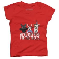 Girl's Design By Humans Dog Halloween - We're Only Here For The Treats By PedigreePrints T-Shirt -Design By Humans GUEST 26c9c0cf 96f1 4f32 a256 9021fee59c50