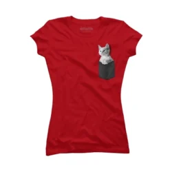 Junior's Design By Humans Pocket Kitten By Mitxeldotcom T-Shirt -Design By Humans GUEST 27105425 8337 47e8 b965 9b722b3e7a0d