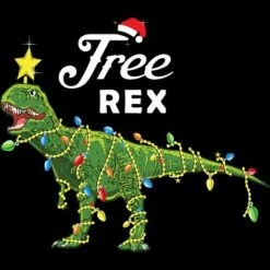 Junior's Design By Humans Dinosaur Christmas Tree Rex Christmas Gift By Amitsurti T-Shirt