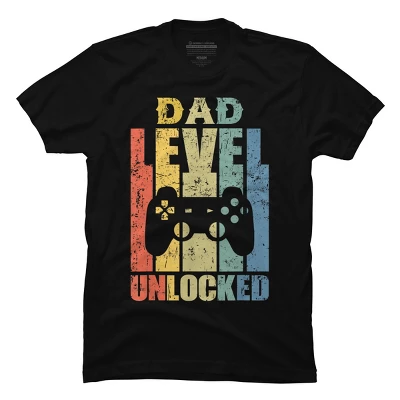 Men's Design By Humans Retro Gaming Dad Level Unlocked By MiuMiuShop T-Shirt 2 Men's Design By Humans Retro Gaming Dad Level Unlocked By MiuMiuShop T-Shirt - Image 2