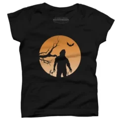 Girl's Design By Humans Yeti Halloween Harvest Moon By LivedInTees T-Shirt -Design By Humans GUEST 2a473ecf 069c 46c6 b054 f25c1d1e34d9