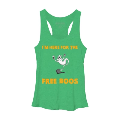 Women's Design By Humans I'm Here For The Free Boos Funny Halloween Ghost Shirt By Galvanized Racerback Tank Top 9 Women's Design By Humans I'm Here For The Free Boos Funny Halloween Ghost Shirt By Galvanized Racerback Tank Top - Image 9