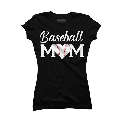 Junior's Design By Humans Baseball Mom Heart By Shirtpublic T-Shirt 2 Junior's Design By Humans Baseball Mom Heart By Shirtpublic T-Shirt - Image 2