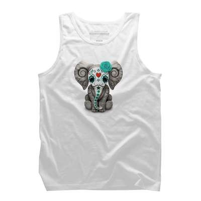 Men's Design By Humans Blue Day Of The Dead Sugar Skull Baby Elephant By Jeffbartels Tank Top 7 Men's Design By Humans Blue Day Of The Dead Sugar Skull Baby Elephant By Jeffbartels Tank Top - Image 7