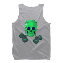 Men's Design By Humans Halloween Skeleton Skull Crossbones Video Gamer By TaiHan Tank Top -Design By Humans GUEST 2b850d65 f96d 47af abb9 600047728821
