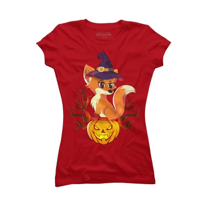 Junior's Design By Humans Cute Witch Fox With Jack O Lantern Halloween Shirt By Thebeardstudio T-Shirt 6 Junior's Design By Humans Cute Witch Fox With Jack O Lantern Halloween Shirt By Thebeardstudio T-Shirt - Image 6