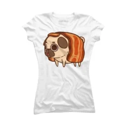 Junior's Design By Humans Puglie Bacon Strip By Puglie T-Shirt -Design By Humans GUEST 2c9bfe63 ef17 4667 9f2d 03589cbe3c5b