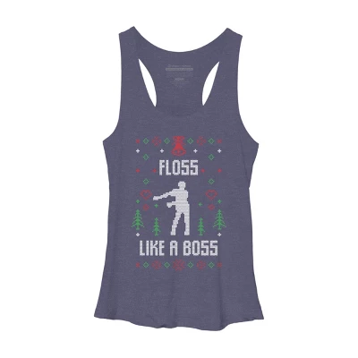 Women's Design By Humans Floss Like A Boss Ugly Christmas Sweater By Shirtpublic Racerback Tank Top 4 Women's Design By Humans Floss Like A Boss Ugly Christmas Sweater By Shirtpublic Racerback Tank Top - Image 4