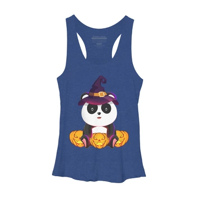 Women's Design By Humans Cute Panda Mock Up Witch With Jack O Lantern Halloween T-Shirt By Thebeardstudio Racerback Tank Top 9 Women's Design By Humans Cute Panda Mock Up Witch With Jack O Lantern Halloween T-Shirt By Thebeardstudio Racerback Tank Top - Image 9