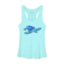 Women's Design By Humans Blue And Green Watercolor Sea Turtle By Maryedenoa Racerback Tank Top -Design By Humans GUEST 2f205986 1a5a 4a00 b374 230662365a00
