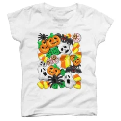 Girl's Design By Humans Halloween Spooky Candies Party By BluedarkArt T-Shirt -Design By Humans GUEST 2f688ed7 a3f2 4ba9 b824 bb7c2ab8736c