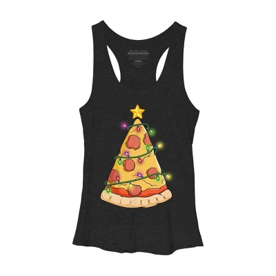 Women's Design By Humans Pizza Christmas Tree By Leroystubbles Racerback Tank Top 3 Women's Design By Humans Pizza Christmas Tree By Leroystubbles Racerback Tank Top - Image 3