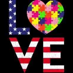 Girl's Design By Humans July 4th Love Flag With Puzzle Heart By Ujangkasep T-Shirt