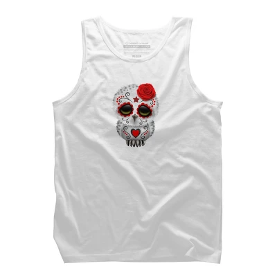 Men's Design By Humans Cute Red Day Of The Dead Sugar Skull Owl By Jeffbartels Tank Top 7 Men's Design By Humans Cute Red Day Of The Dead Sugar Skull Owl By Jeffbartels Tank Top - Image 7