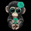 Girl's Design By Humans Blue Day Of The Dead Sugar Skull Baby Chimp By Jeffbartels T-Shirt
