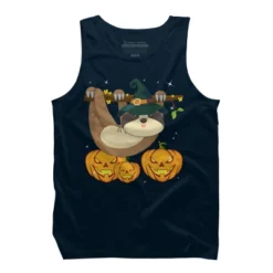 Men's Design By Humans Funny Witch Sloth With Jack O Lantern Halloween T-Shirt By Thebeardstudio Tank Top -Design By Humans GUEST 32e1d203 daaf 44b4 b09f fb60842bee4b
