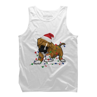 Men's Design By Humans Saint Bernard Dog Christmas Light Costume Hat Santa Fairy Lights By Rondes Tank Top 6 Men's Design By Humans Saint Bernard Dog Christmas Light Costume Hat Santa Fairy Lights By Rondes Tank Top - Image 6