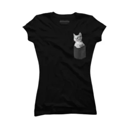 Junior's Design By Humans Pocket Kitten By Mitxeldotcom T-Shirt -Design By Humans GUEST 33e2923f a651 4b4a b7b6 a08f1e431d09