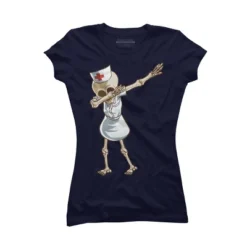 Junior's Design By Humans Halloween Dabbing Funny Skeleton Nurse RN Costume Gift By COVI T-Shirt -Design By Humans GUEST 34e14290 d340 4382 bf7a 6d80f0ff119e