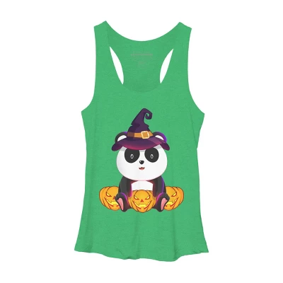 Women's Design By Humans Cute Panda Mock Up Witch With Jack O Lantern Halloween T-Shirt By Thebeardstudio Racerback Tank Top 5 Women's Design By Humans Cute Panda Mock Up Witch With Jack O Lantern Halloween T-Shirt By Thebeardstudio Racerback Tank Top - Image 5