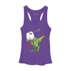 Women's Design By Humans Halloween Ghost Dinosaur By Whynot007 Racerback Tank Top -Design By Humans GUEST 36c6c349 6bce 401d a347 b88e9deaef74