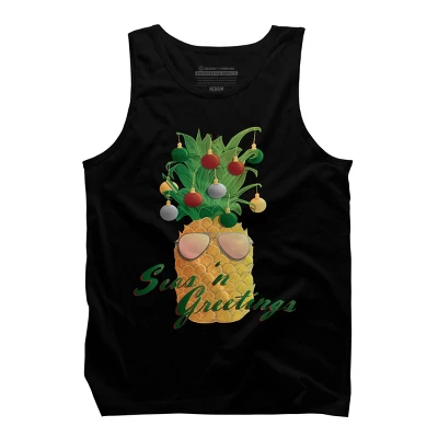 Men's Design By Humans Christmas Pineapple By Desdymona Tank Top 4 Men's Design By Humans Christmas Pineapple By Desdymona Tank Top - Image 4