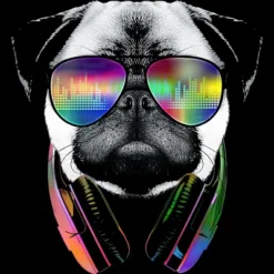 Men's Design By Humans Rainbow Beat DJ Pug By Clingcling Tank Top