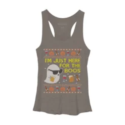 Women's Design By Humans Funny Here For The Boos Ugly Halloween Sweater By DragonTee Racerback Tank Top -Design By Humans GUEST 387d6a85 7b87 44cb 8a75 2c8dbf6f18f7