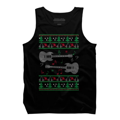 Men's Design By Humans Guitar Christmas By Sophialada Tank Top 4 Men's Design By Humans Guitar Christmas By Sophialada Tank Top - Image 4
