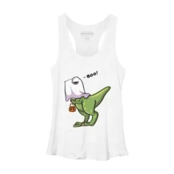 Women's Design By Humans Halloween Ghost Dinosaur By Whynot007 Racerback Tank Top -Design By Humans GUEST 3aed2deb b195 43c2 ab66 45d9f14377e7