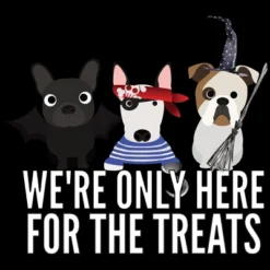 Junior's Design By Humans Dog Halloween - We're Only Here For The Treats By PedigreePrints T-Shirt
