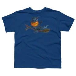 Boy's Design By Humans Halloween Flying Pumpkin By Officegeekshop T-Shirt -Design By Humans GUEST 3bf403d4 6a18 4813 ac02 8a40eaf8f568