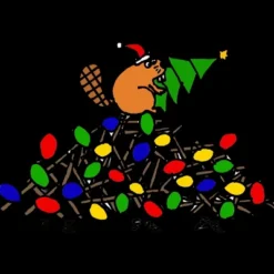 Women's Design By Humans Cool Christmas Beaver Dding Lights To Dam By SmileToday Racerback Tank Top