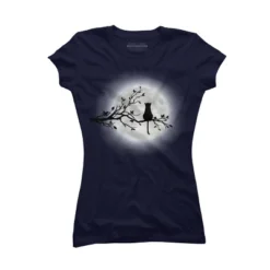 Junior's Design By Humans The Cat And The Moon By Maryedenoa T-Shirt -Design By Humans GUEST 3d865b94 9f9e 4fcf b6bb b2809f6be74a