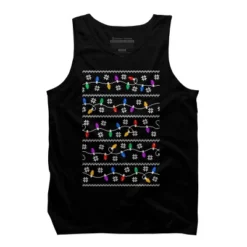 Men's Design By Humans Christmas Garland Lights Retro Pixel Pattern By R4Design Tank Top -Design By Humans GUEST 3e91c807 923e 453c bb36 5a4d709a5ae5