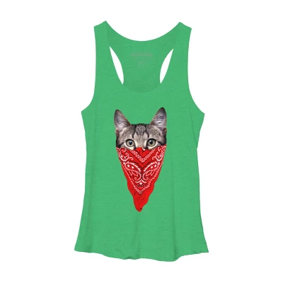 Women's Design By Humans Gangster Cat By Clingcling Racerback Tank Top 3 Women's Design By Humans Gangster Cat By Clingcling Racerback Tank Top - Image 3