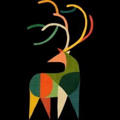 Junior's Design By Humans Geometric Deer By Radiomode T-Shirt