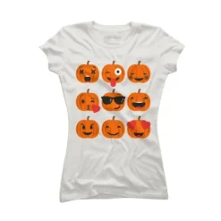 Junior's Design By Humans Halloween Pumpkins Emoji By Honeytree T-Shirt -Design By Humans GUEST 44c6095d 1ae8 45c6 b440 e8d2126446f8