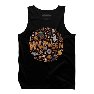 Men's Design By Humans Happy Halloween Greeting Holiday Illustration By Ghinan Tank Top 2 Men's Design By Humans Happy Halloween Greeting Holiday Illustration By Ghinan Tank Top - Image 2