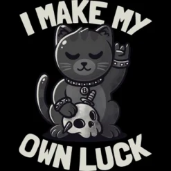 Junior's Design By Humans I Make My Own Luck Cute Evil Beckoning Cat Gift By EduEly T-Shirt