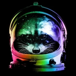 Junior's Design By Humans Astronaut Racoon By Clingcling T-Shirt