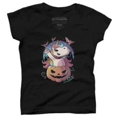 Girl's Design By Humans Spooky Unicorn Funny Cute Magic Halloween By EduEly T-Shirt -Design By Humans GUEST 4660a676 3e78 49a3 b9aa fc45849d5984