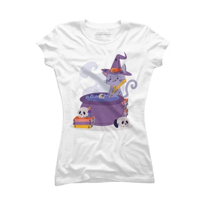 Junior's Design By Humans Halloween Kitty Cauldron By Machmigo T-Shirt 3 Junior's Design By Humans Halloween Kitty Cauldron By Machmigo T-Shirt - Image 3