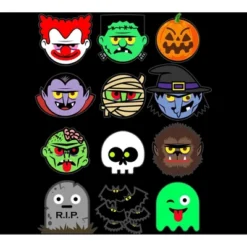 Boy's Design By Humans MONSTER FACES Halloween Emoji Shirt Skeleton Dracula Costume By Vomaria T-Shirt