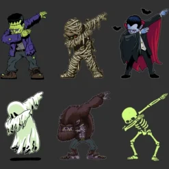 Boy's Design By Humans Dabbing Halloween Creatures Skeleton Zombie Dab By Vomaria T-Shirt