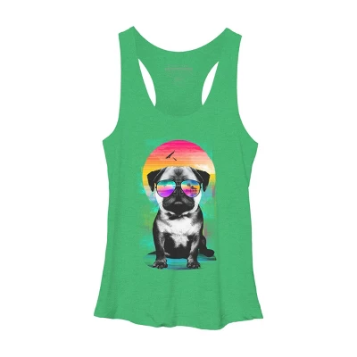 Women's Design By Humans Summer Pug By Clingcling Racerback Tank Top 7 Women's Design By Humans Summer Pug By Clingcling Racerback Tank Top - Image 7