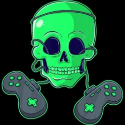 Boy's Design By Humans Halloween Skeleton Skull Crossbones Video Gamer By TaiHan T-Shirt