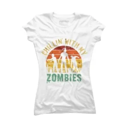 Junior's Design By Humans Halloween Chillin With My Zombies Funny By Ering T-Shirt -Design By Humans GUEST 4b2d778f d4e4 41cd ae70 5748c2bbb912