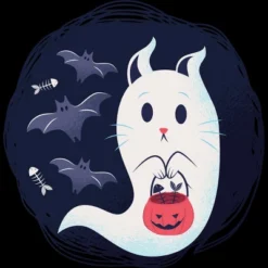Boy's Design By Humans Halloween Ghost Cat By ArtStyleAlice T-Shirt