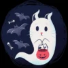 Junior's Design By Humans Halloween Ghost Cat By ArtStyleAlice T-Shirt
